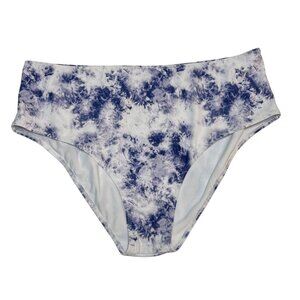 Blue Tie Dye High Waisted Bikini Swim Bottoms Size 3XL Womens Swimwear New